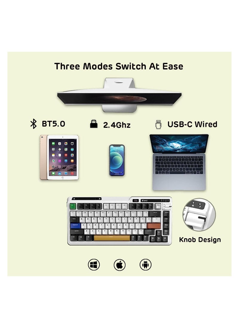 Kzzi - K75 PRO Arcade Games RGB 75% Wireless Gasket Tri-Mode Connectable Mechanical Keyboard, 82 Keys Hot Swappable Gaming Keyboard with Knob and Power Display, Custom Tactile Switches - Image 1