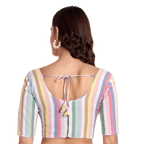 JISB Women's Sweet Heart Neck Saree Blouse (36, White) - Image 3