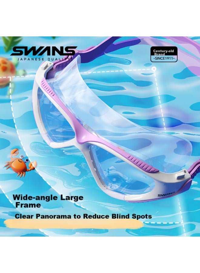Swans Kids Swim Goggles High Definition Large Frame Waterproof Anti-Fog Wide View Comfortable Fit Non-Leaking Eye Swimming Diving Goggles Purple - Image 4