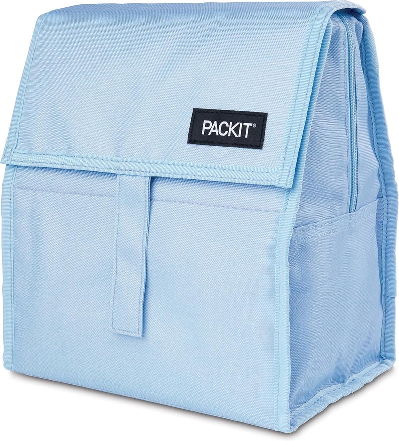 Pac-Kit ® Freezable Lunch Bag, Sky Blue, Built with ECOFREEZE® Technology, Foldable, Reusable, Zip and Velcro Closure with Buckle Handle, Designed for Work Lunches and Fresh Lunch On the Go - Image 2