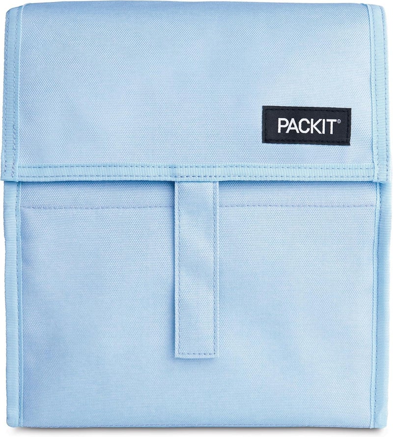 Pac-Kit ® Freezable Lunch Bag, Sky Blue, Built with ECOFREEZE® Technology, Foldable, Reusable, Zip and Velcro Closure with Buckle Handle, Designed for Work Lunches and Fresh Lunch On the Go - Image 1