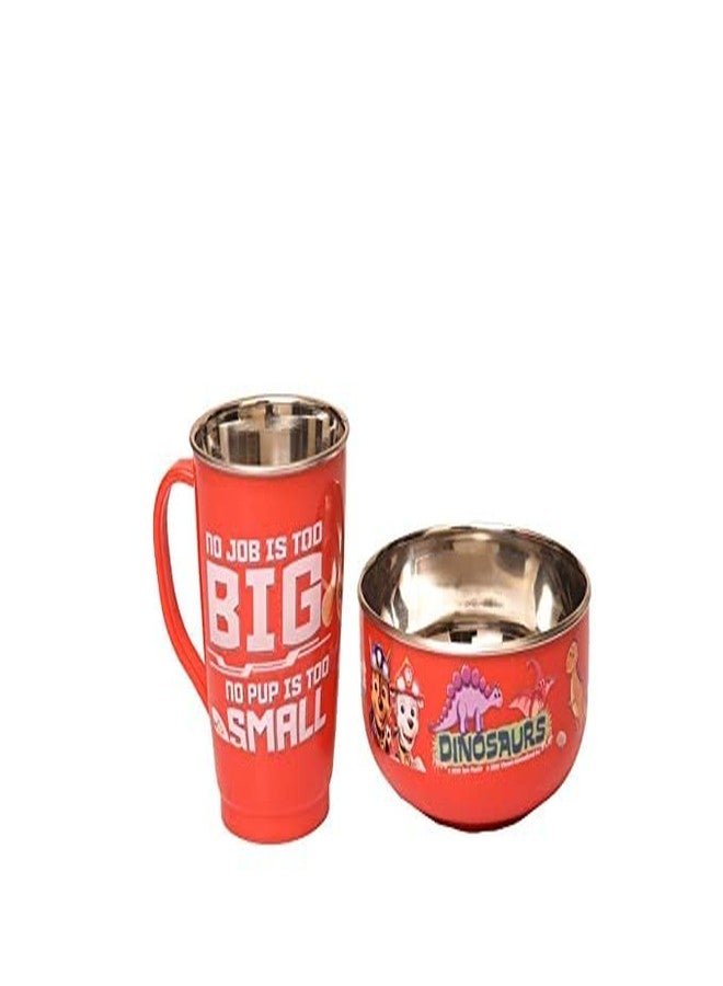 SKi Homeware وعاء من الفولاذ المقاوم للصدأ مطبوع عليه شعار مخلب الكلب من SKI، سعة 400 مل وكوب سعة 250 مل (برائحة مخلب الكلب). - Image 1