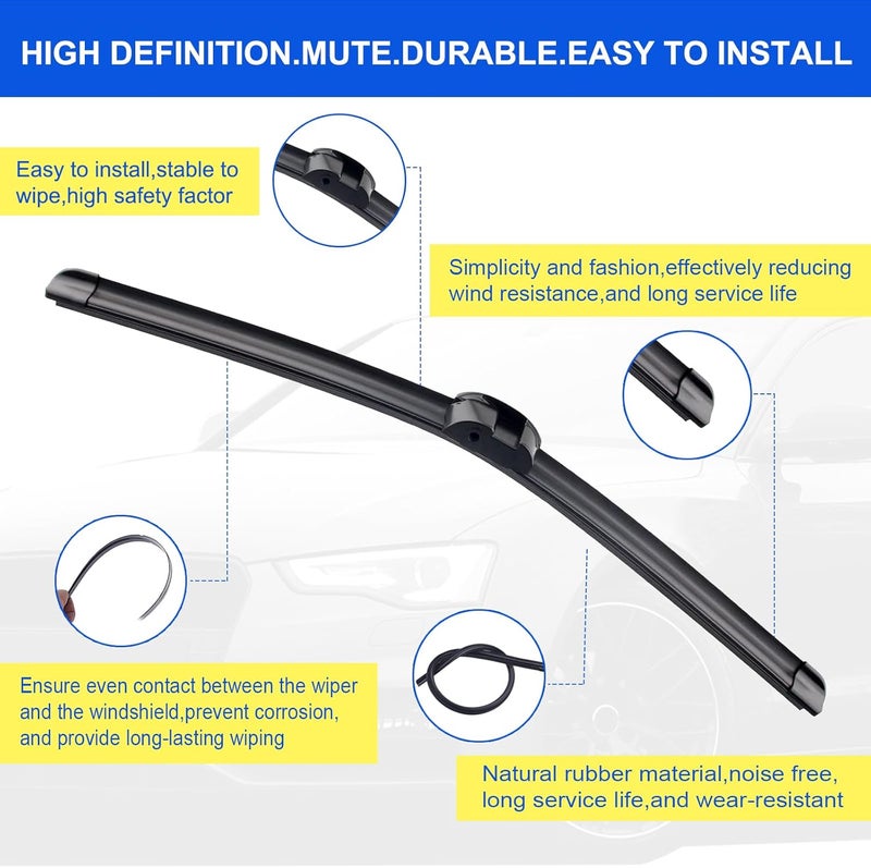 ANIKLUIM 26"+26" Wiper Blades with 14" Rear Wiper Blades Set Replacement for 2011-2016 Cayenne Volkswagen Touareg Original Factory Quality (Pack of 3) - Image 2