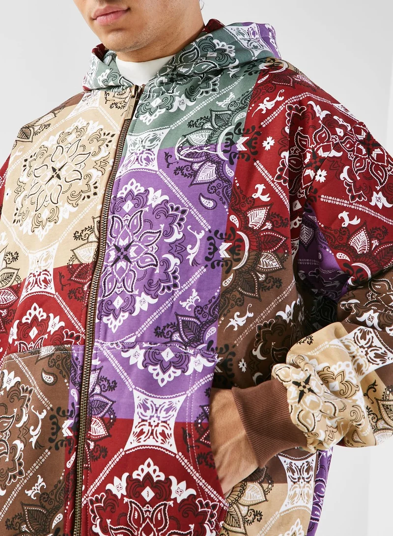 Karl Kani Chest Signature Paisley Full Zip Hoodie