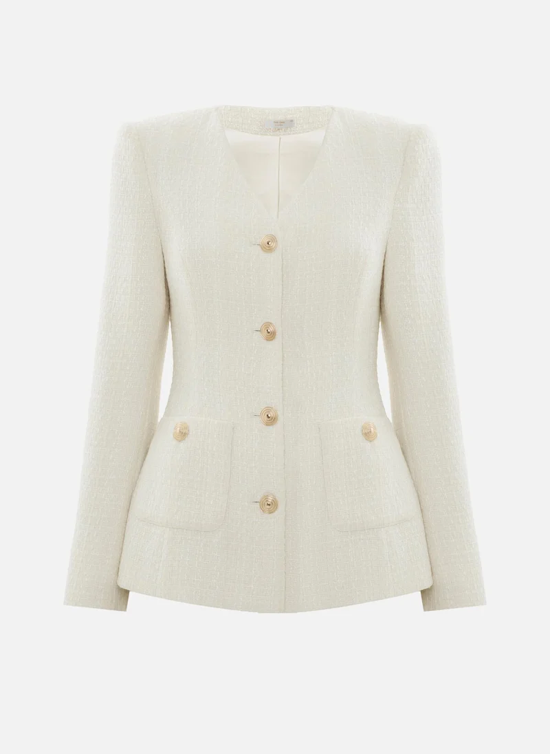 Lichi  Fitted tweed jacket with golden fittings for Women | Best Price UAE