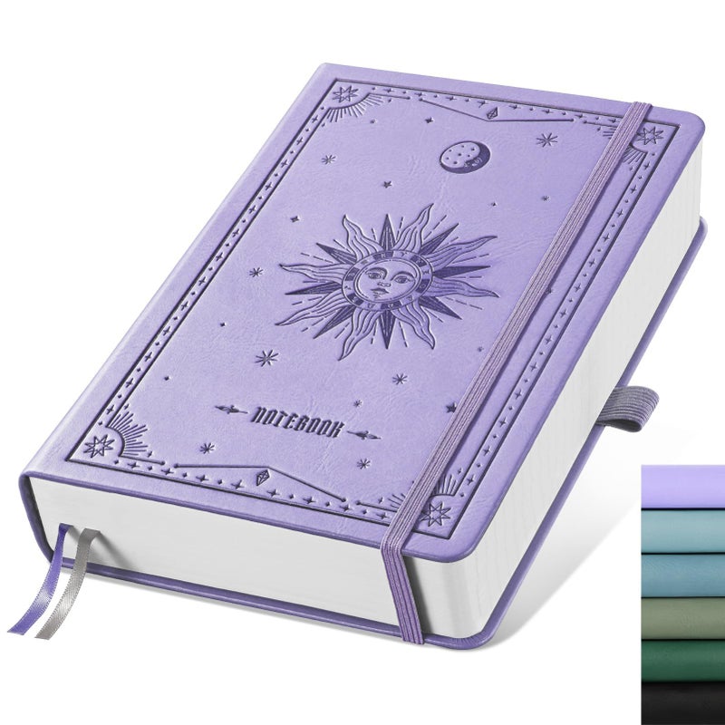 EMSHOI Lined Journal Notebook - 320 Numbered Pages, 100gsm Thick Journals, A5 Hardcover Leather College Ruled Notebooks for Women Men School Work Writing Note Taking, 5.75 x 8.38-Light Purple - Image 1