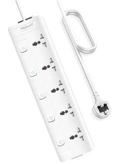 PEGANT 5 Way 5M Power Extension Cord 5 Universal Outlets Electrical Strip UK Plug 5 Meters Cable 250V 2500W Surge Protector  - Image 1