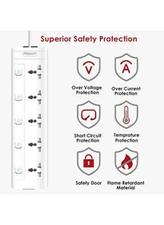 PEGANT 5 Way 5M Power Extension Cord 5 Universal Outlets Electrical Strip UK Plug 5 Meters Cable 250V 2500W Surge Protector  - Image 4