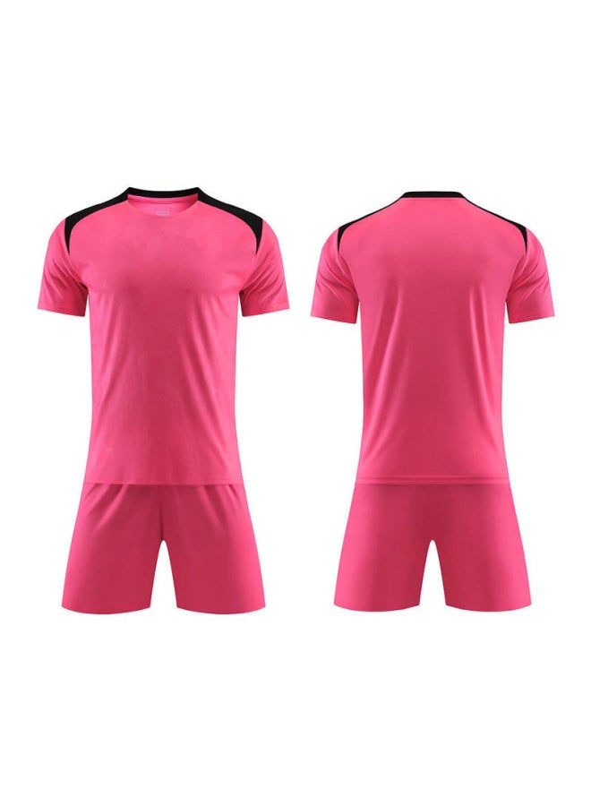 Children's Short-Sleeved Football Uniform Set - Rose Red, Quick-Drying Summer Training Jersey