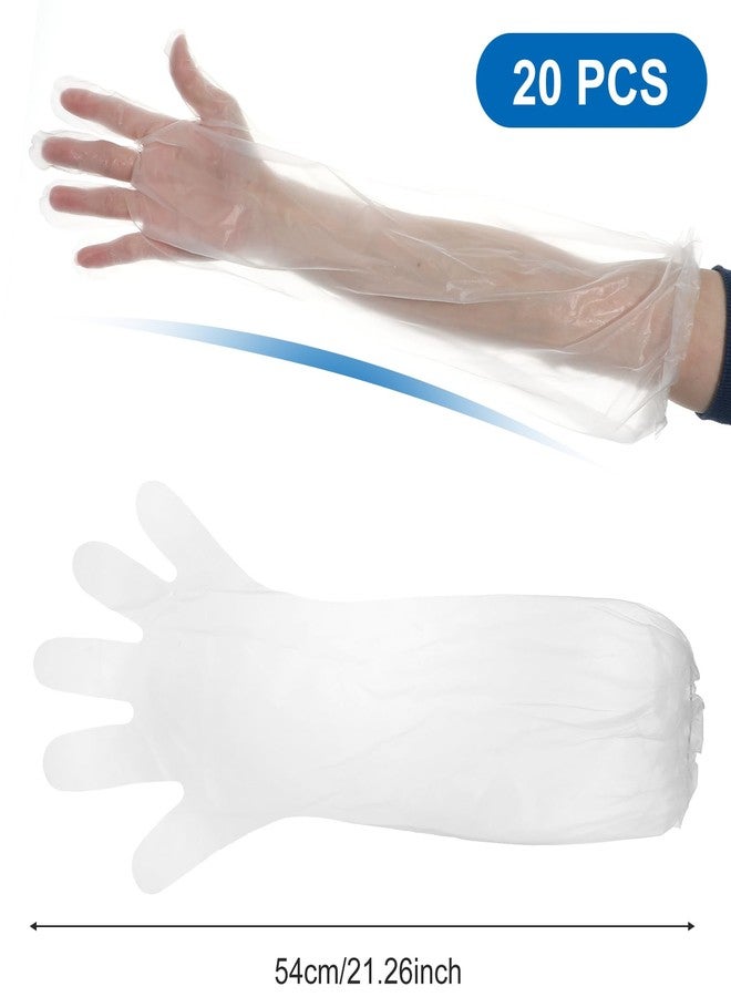 Heclia Long Sleeve Cleaning Gloves 20 PCS Disposable Elbow Length Plastic Sleeve Reusable & Waterproof Protective Arm Gloves for Cooking Household Duties Cleaning Kitchen Dishwashing Gardening 18inch - Image 2
