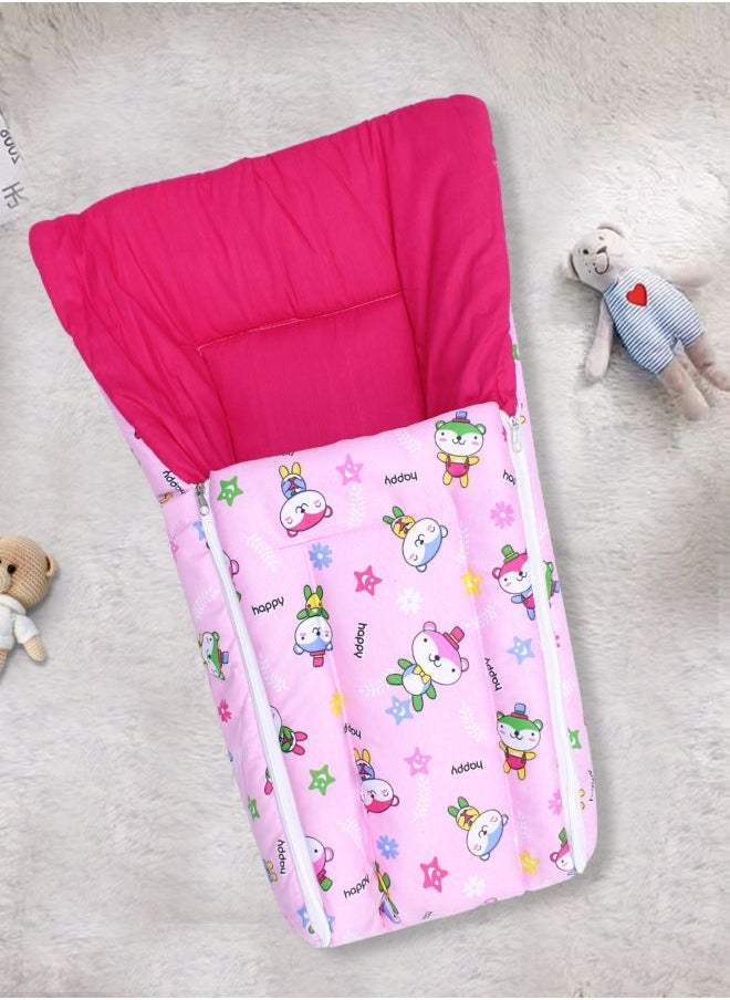 Superminis Plush and Soft Baby Sleeping Bag  with  Zipper Closure– Breathable, Cushioned– Perfect for Newborns and Infants, 0M+, Baby Sleeping Bed of 32-inch X 18-inch X 4-inch Size (Pink), Pack of 1  - Image 2