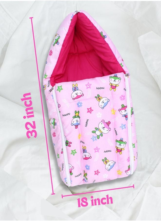 Superminis Plush and Soft Baby Sleeping Bag  with  Zipper Closure– Breathable, Cushioned– Perfect for Newborns and Infants, 0M+, Baby Sleeping Bed of 32-inch X 18-inch X 4-inch Size (Pink), Pack of 1  - Image 4