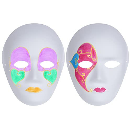 Yookat 9 Pieces DIY Full Face Masks Plain White Mask Full Face Blank Paintable Mask Mardi Gras Masks Masquerade Masks - Image 4