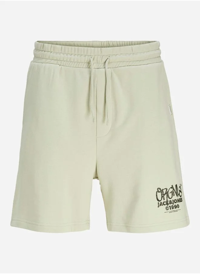 JACK & JONES Logo Print Relaxed Fit Shorts with Drawcord