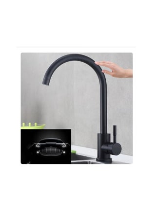 Black kitchen mixer mounted on marble