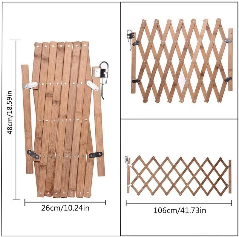 Wooden Pet Gate for Dogs 18.6 Inch Tall Retractable Dog Gate for The House Doorway Stairs Width 43 Inch Foldable Dog Door - Image 5