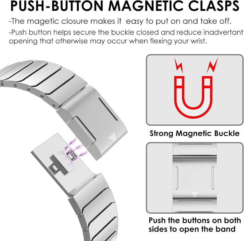 FULLIFE Compatible with Samsung Galaxy Watch 6 Classic Band 47mm Galaxy Watch 5 Pro/Galaxy Watch 6 5 4/Galaxy Watch 4 Classic Stainless Steel Metal with Magnetic Clasp No Gap Band for Men - Image 5