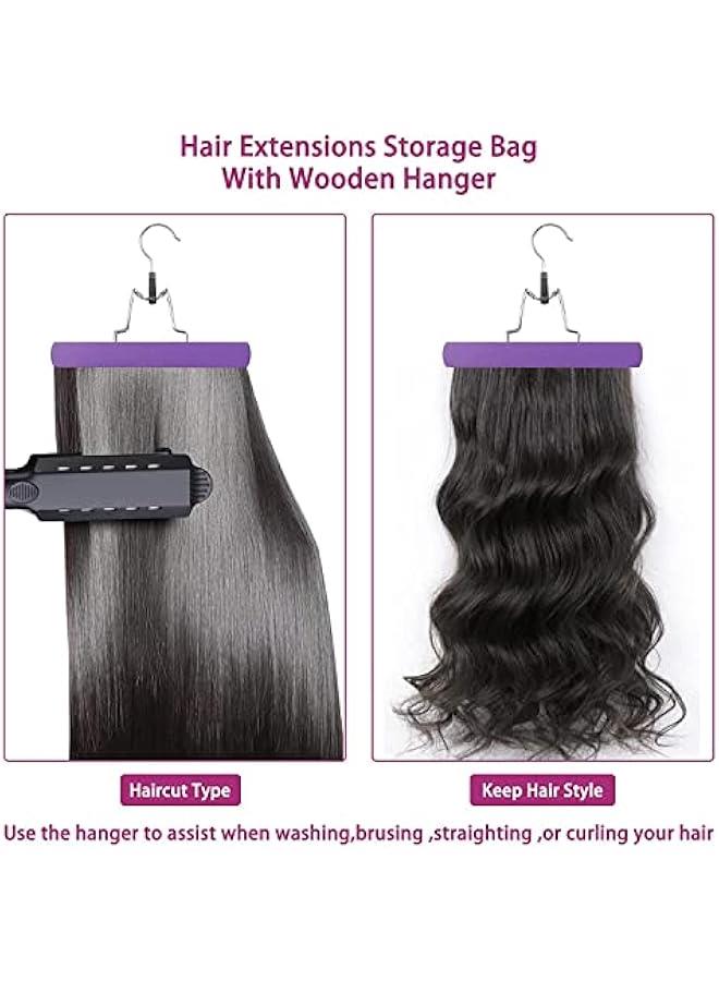RYNX 2  Hair Extensions Storage Bag with Hanger Dustproof Extra Long Wigs Hairs Storage Bag Strong Holder Waterproof Portable Wigs Pouch Set Hair Tools for Multiple Wigs OrganizerBlack - Image 3