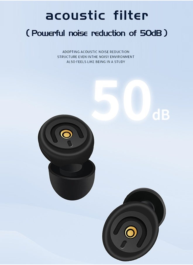 Polish'D Silicone Ear Plugs for Sleeping-Reusable Ear Plugs for Noise Reduction, Comes with Storage Box, Hearing Protection Noise Cancelling Ear Plugs, Ear Plugs for Kids, 2 Ear Tips (Black)  - Image 2