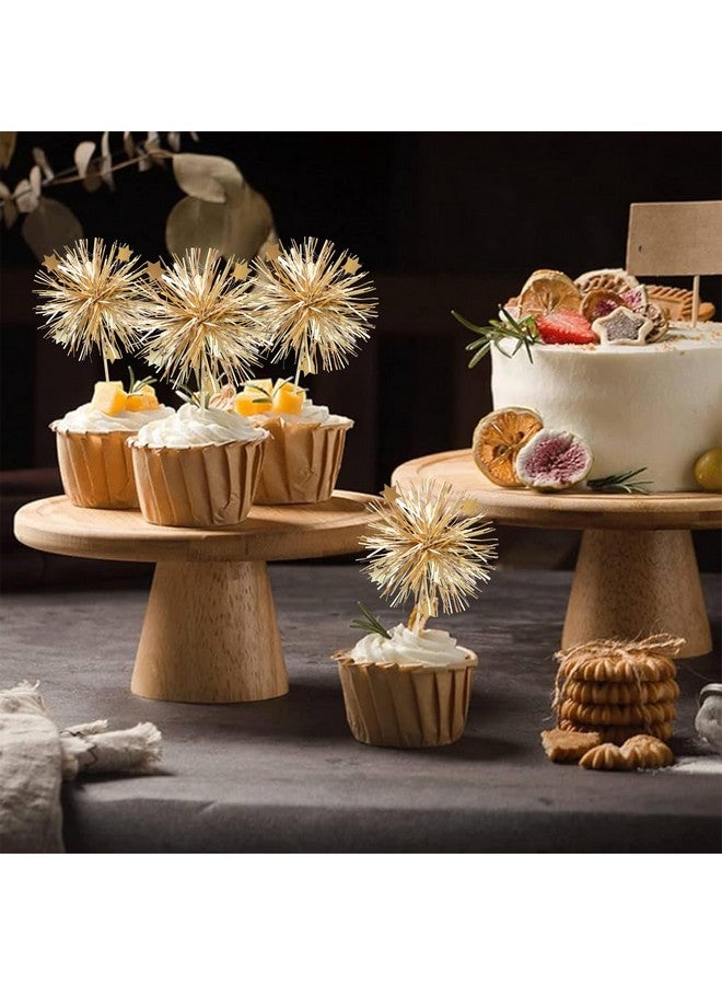 Ephlyn 30Pcs Foil Firework Cupcake Toppers Party Birthday Cake Toppers Supplies Sparkle Tinsel Cocktail Fruit Toothpick for Birthday Wedding Graduation Party Supplies Gold - Image 4