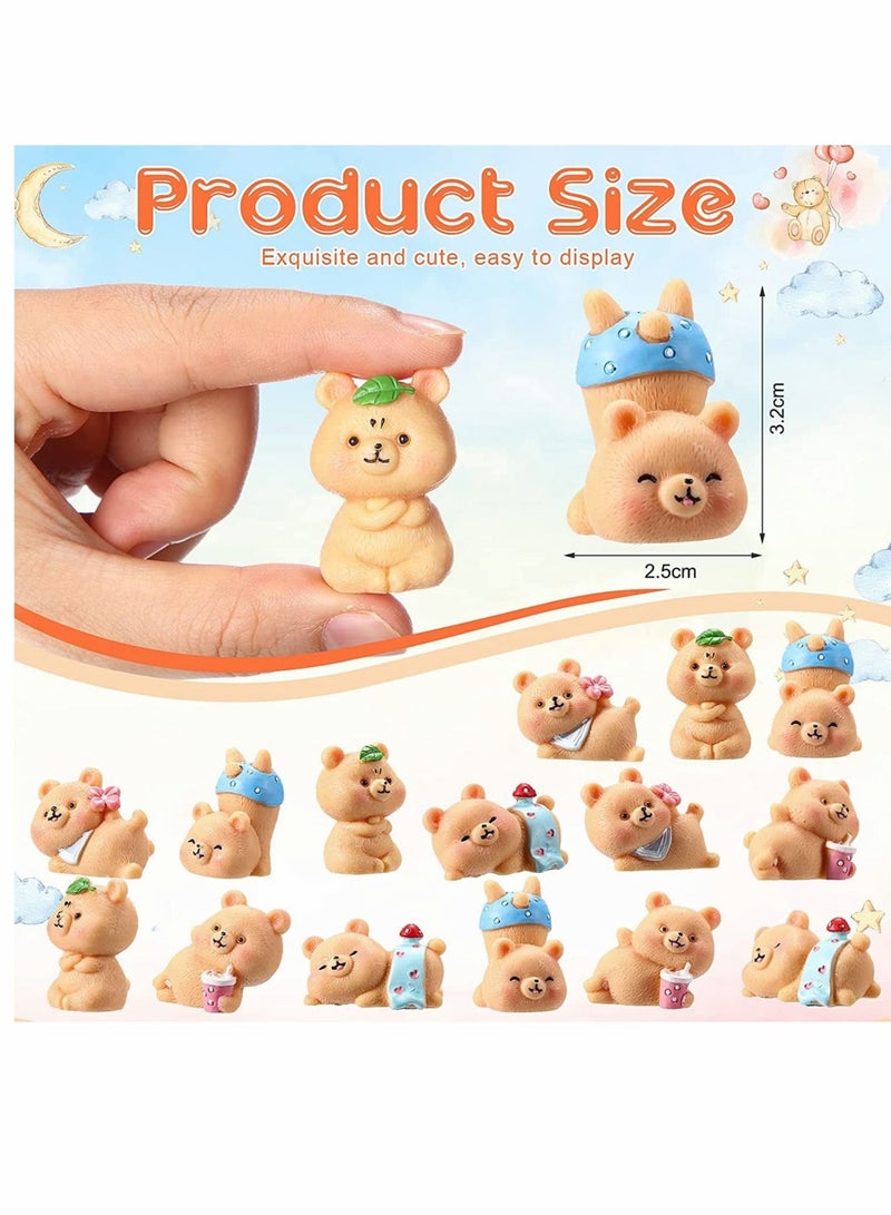 كابتن تيك Cake Topper, Resin Mini Bears Figurines, Bear Animal Figurines DIY Crafts Ornament, for Home Party Cake Garden Plant Pots Decorations, 15 Pcs - Image 4
