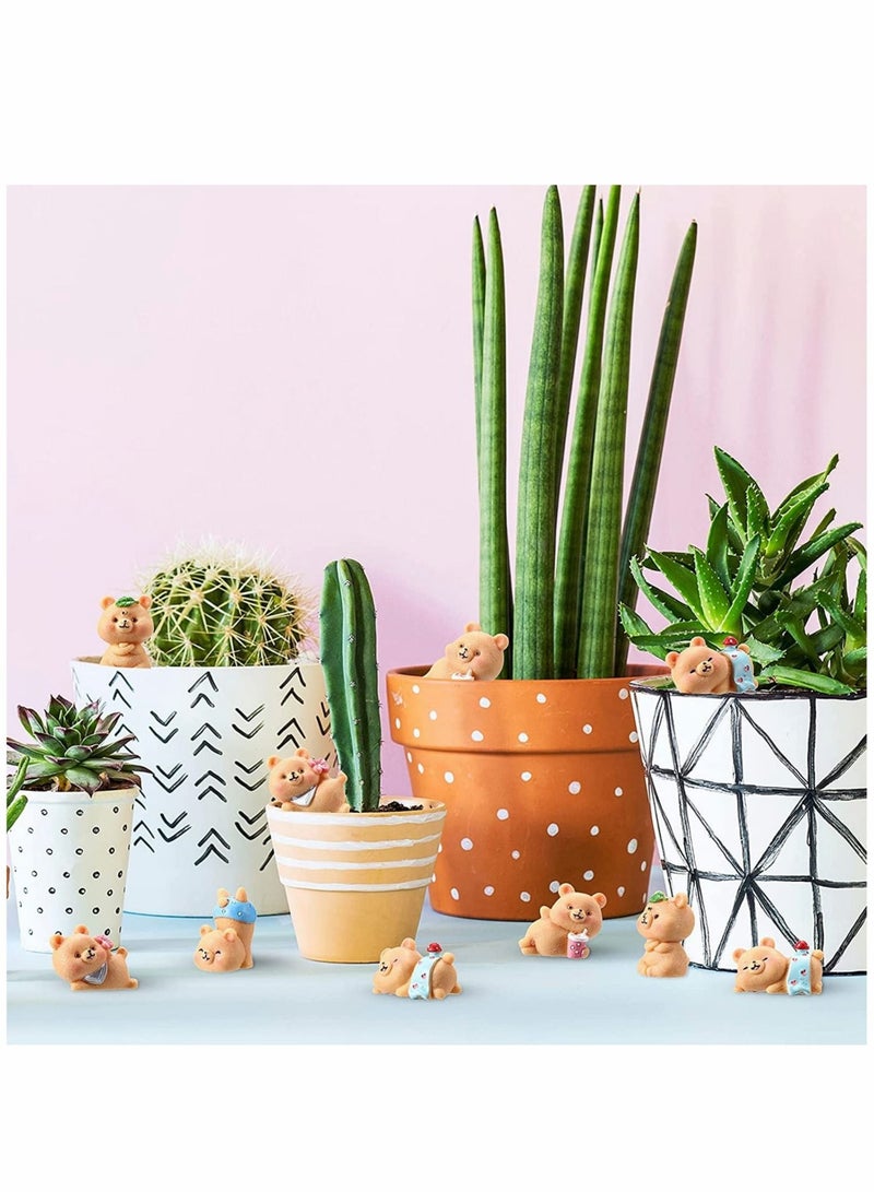 كابتن تيك Cake Topper, Resin Mini Bears Figurines, Bear Animal Figurines DIY Crafts Ornament, for Home Party Cake Garden Plant Pots Decorations, 15 Pcs - Image 5