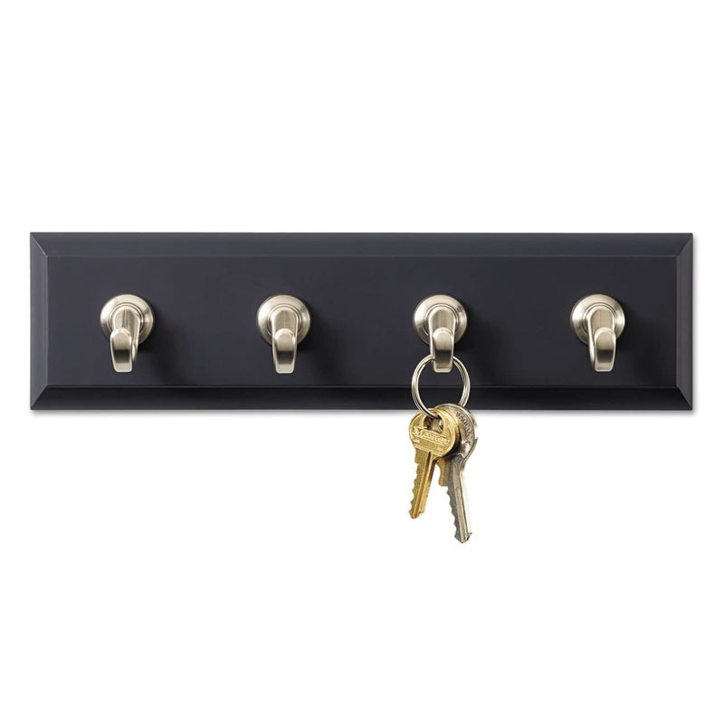 Command 3M Hom18Ses Decorative Key Rail  8W X 1 1/2D X 2 1/8H  Black/Silver  4 Hooks/Pack - Image 4