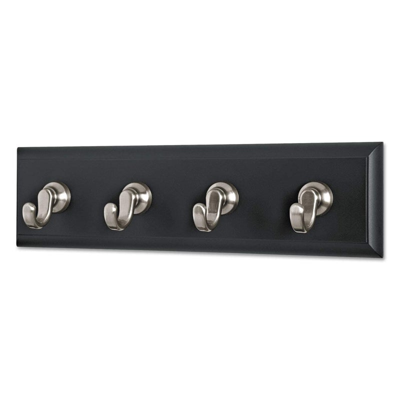 Command 3M Hom18Ses Decorative Key Rail  8W X 1 1/2D X 2 1/8H  Black/Silver  4 Hooks/Pack - Image 2