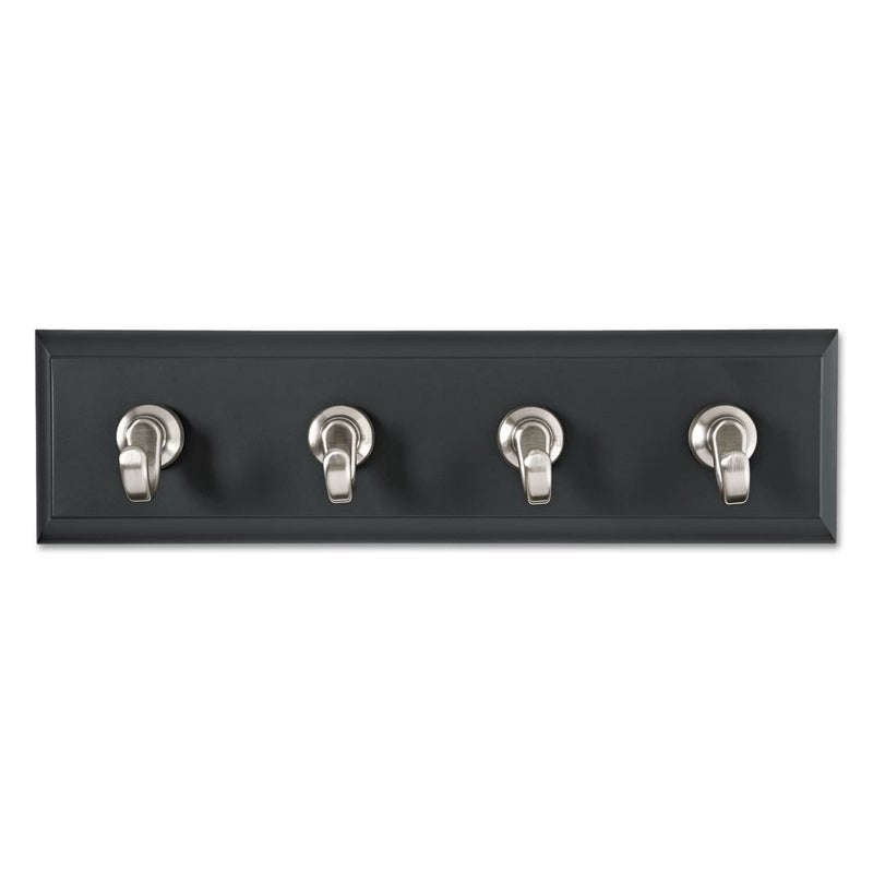Command 3M Hom18Ses Decorative Key Rail  8W X 1 1/2D X 2 1/8H  Black/Silver  4 Hooks/Pack - Image 3