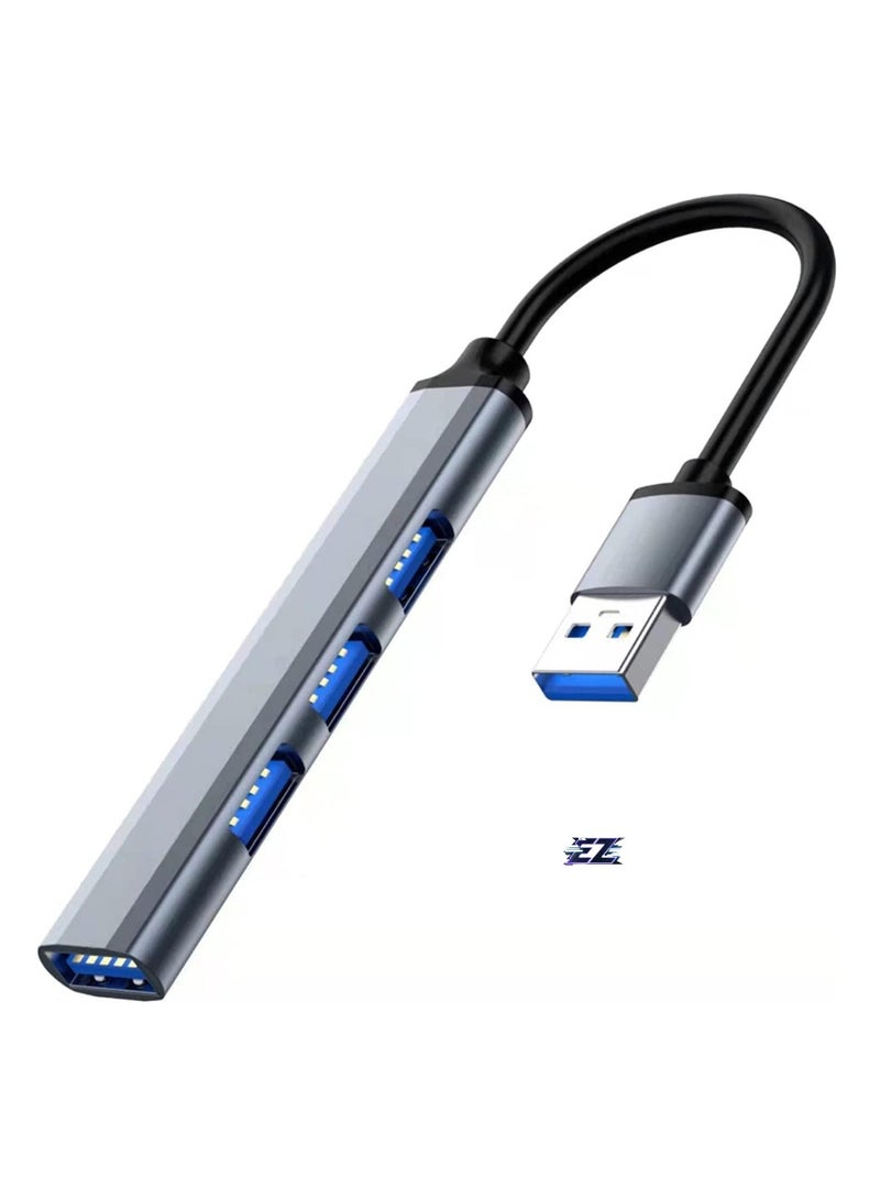 ELTRAZONE Ultra Slim USB 3.0 Hub with 4 Ports for Laptop, Notebook, PC - High-Speed Data Transfer, Compact Design, Compatible with Mouse, Keyboard, External Hard Drives, Silver - Fast Charging & Durable for Daily Use  - Image 1