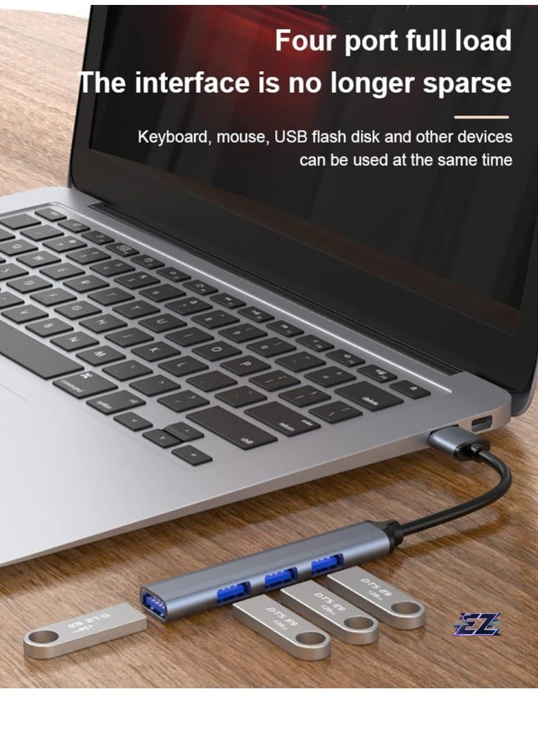 ELTRAZONE Ultra Slim USB 3.0 Hub with 4 Ports for Laptop, Notebook, PC - High-Speed Data Transfer, Compact Design, Compatible with Mouse, Keyboard, External Hard Drives, Silver - Fast Charging & Durable for Daily Use  - Image 2