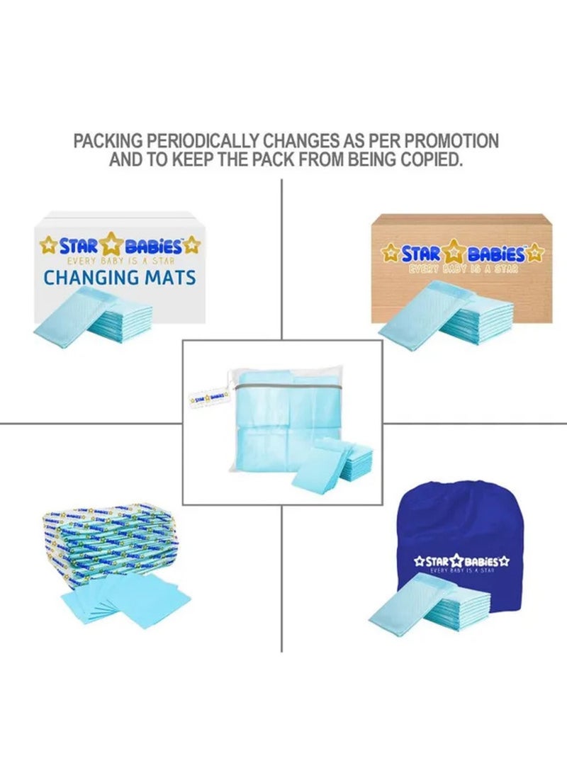 STAR BABiES Combo Packs Changing Mat 6Pcs Scented Bag Pack Of 5 Bibs 10Pcs-Blue  - Image 5