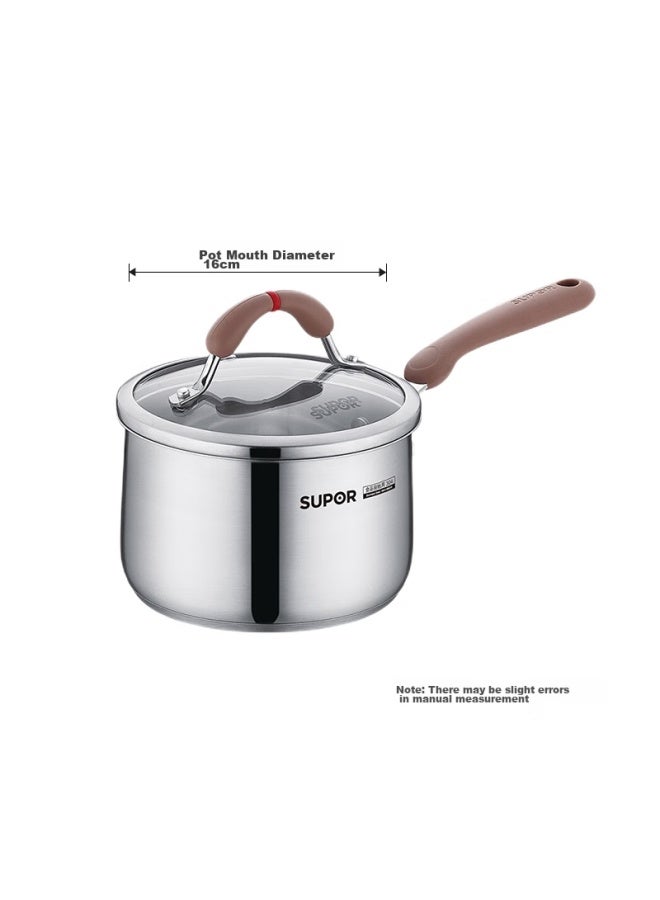 Supor Small Red Circle 304 Stainless Steel Milk Pot Core Color Series 16cm Compatible With Open Flame And Induction Cooktops Rt16aa1 - Image 3