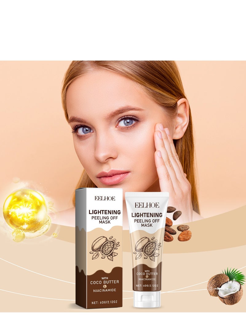 EELHOE Lightening Peel off Mask, Instant Whitening Niacinamide Peel-Off Mask, Lightening Peel off Mask with Chocolate and Niacinamide, Moisturizing 60g - Image 2