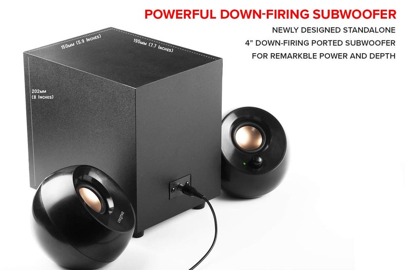 Creative Creative Pebble Plus 2.1 USB-Powered Desktop Speakers with Powerful Down-Firing Subwoofer and Far-Field Drivers, Up to 8W RMS Total Power for Computer PCs and Laptops (Black)  - Image 2