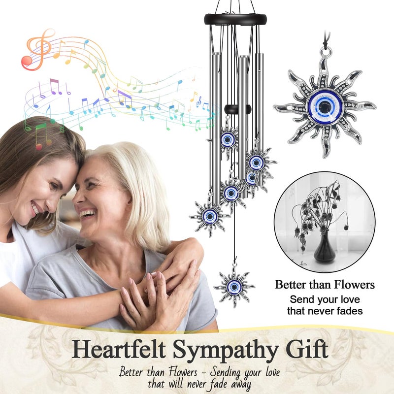 Virekm Wind Chimes for Outside Clearance, Wind Chime with Natural Sounds, Outdoor/Indoor Decorations for Patio, Porch, Backyard and Garden Decor (Sun Evil Eyes) - Image 2