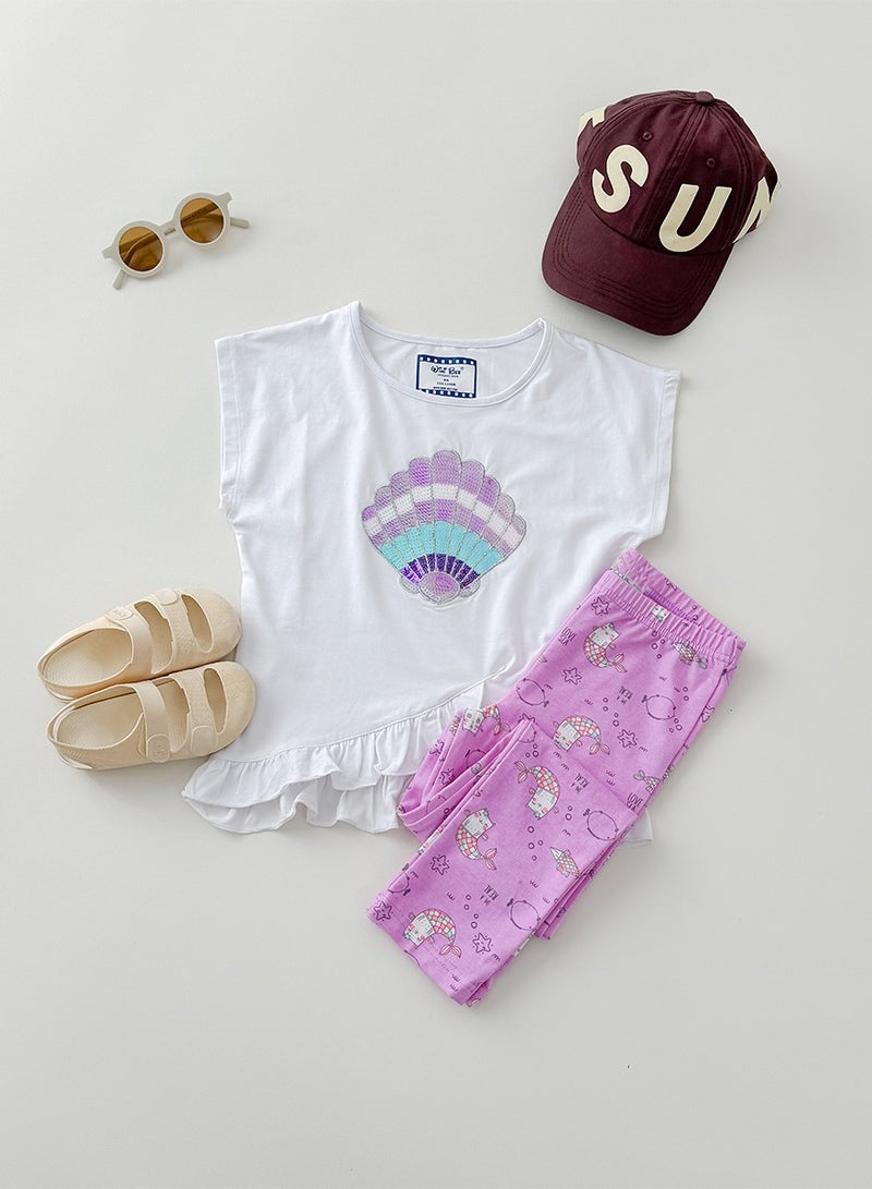 WiNi BEE Children's top and bottom clothes set 2025 Kids girls Junior Girl outfits Clothing Leggings Summer suit for Baby t shirts 2-6Y - Image 1