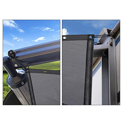 EXCELFU RV Awning Side Sun Shade Screen 9'X7', Black Mesh Screen RV Awning Side Shade Camping Trailer Canopy UV Sun Blocker Complete Kits - Image 5