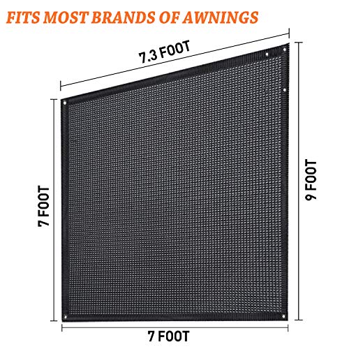 EXCELFU RV Awning Side Sun Shade Screen 9'X7', Black Mesh Screen RV Awning Side Shade Camping Trailer Canopy UV Sun Blocker Complete Kits - Image 3
