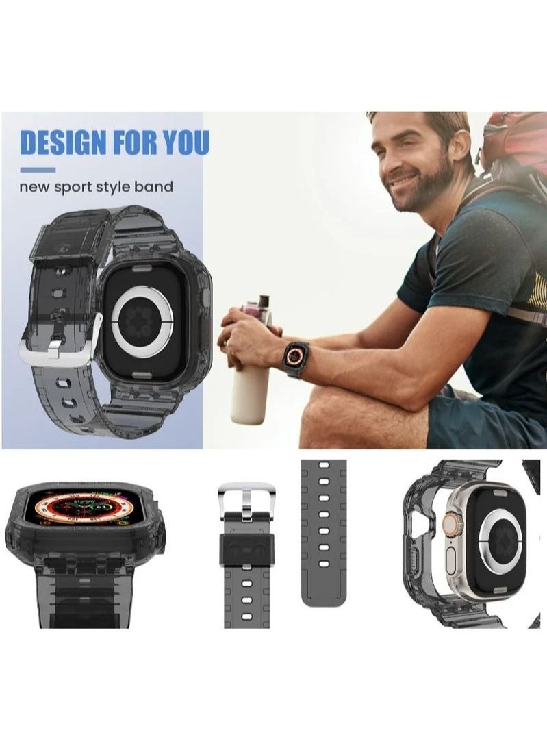 In Air - 2PCS Compatible 2022 Apple Watch Ultra 44/45mm Band with Protective Bumper Crystal Clear Soft Sport Wristband - Image 1