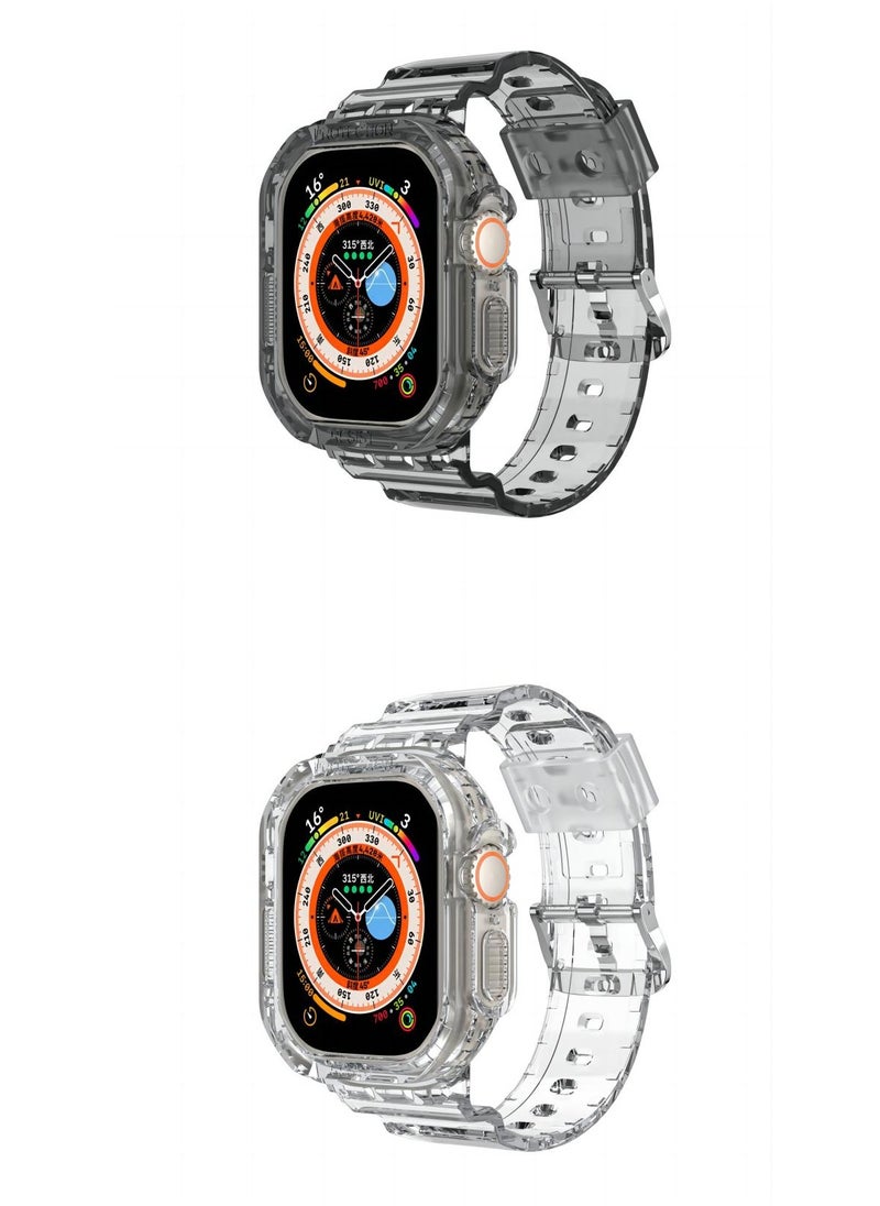 In Air - 2PCS Compatible 2022 Apple Watch Ultra 44/45mm Band with Protective Bumper Crystal Clear Soft Sport Wristband - Image 1