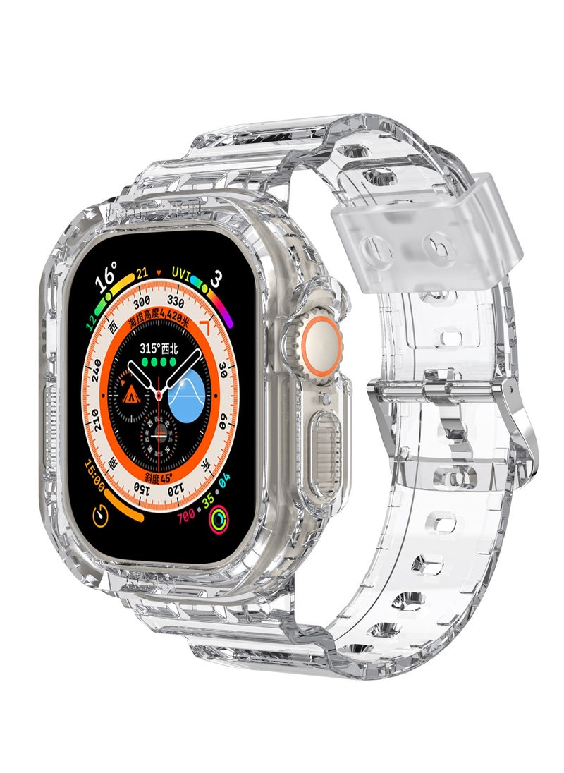 In Air - 2PCS Compatible 2022 Apple Watch Ultra 44/45mm Band with Protective Bumper Crystal Clear Soft Sport Wristband - Image 1