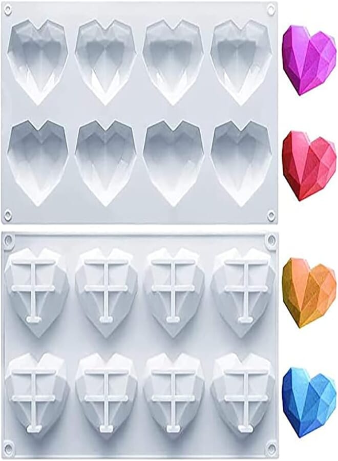 Heart-Shaped Chocolate Molds, French Love Diamond Silicone Mold, Heart-shaped Mousse Cake Mold, DIY Baking Hurricane Fondant Mold