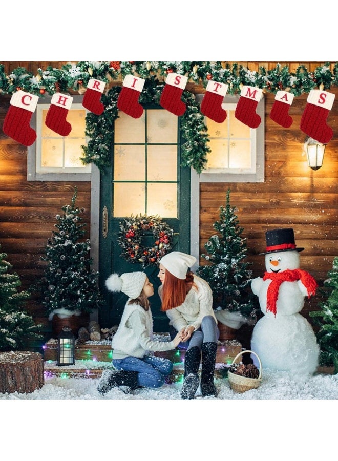 VUCATIN جوارب عيد الميلاد الصغيرة الحمراء المحبوكة، مطرزة بأحرف اسم العائلة، زينة معلقة على مدفأة عائلية، هدية مثالية لعيد الميلاد (R) - Image 4