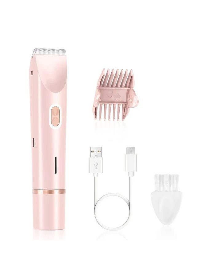 Pink 2in1 Electric Bikini Trimmer Rechargeable Body Facial Hair Removal Shaver Women Gift - Image 1