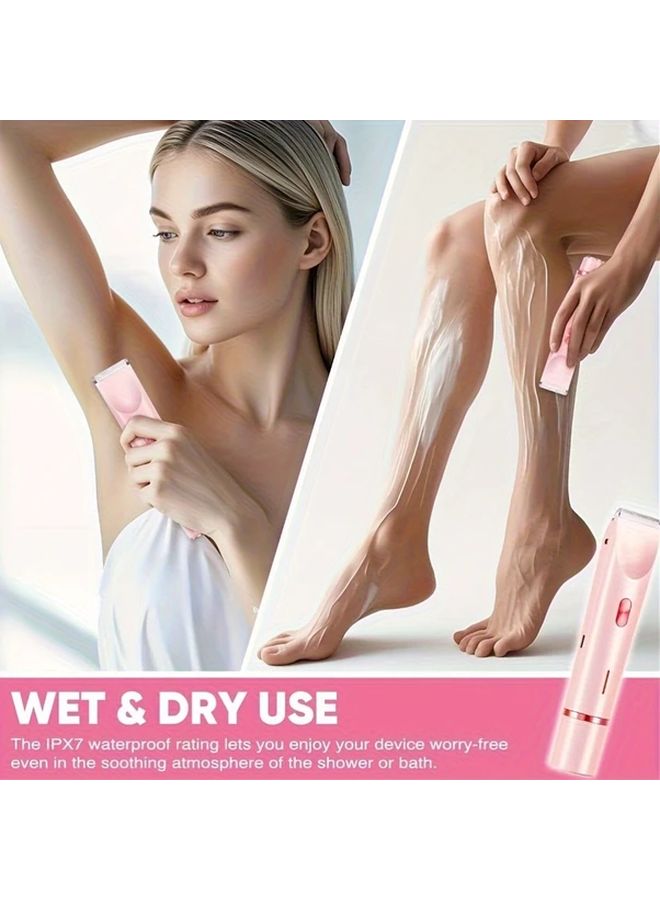 Pink 2in1 Electric Bikini Trimmer Rechargeable Body Facial Hair Removal Shaver Women Gift - Image 4