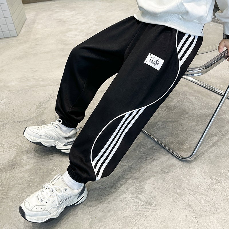 Boys' Spring Fleece Pants Big Kids Boys' Sweatpants Thickened Trendy - Image 4