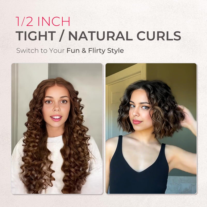 TYMO Curling Iron Set - 1/2, 1, 1 1/2 Inch Professional Ceramic Hair Curler for Spiral Curls & Beach Waves, Ionic Curling Wand for Women Short/Long Hair, Fast Heating, Dual Voltage & 5 Temps, Black - Image 5