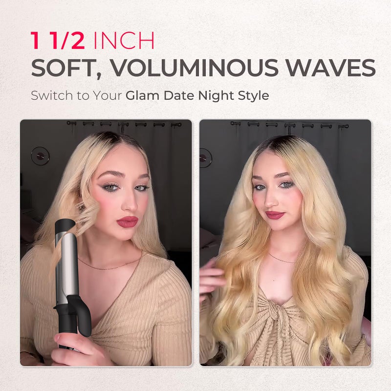 TYMO Curling Iron Set - 1/2, 1, 1 1/2 Inch Professional Ceramic Hair Curler for Spiral Curls & Beach Waves, Ionic Curling Wand for Women Short/Long Hair, Fast Heating, Dual Voltage & 5 Temps, Black - Image 3