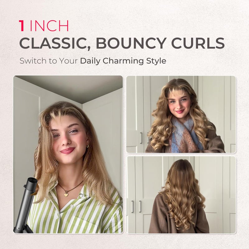 TYMO Curling Iron Set - 1/2, 1, 1 1/2 Inch Professional Ceramic Hair Curler for Spiral Curls & Beach Waves, Ionic Curling Wand for Women Short/Long Hair, Fast Heating, Dual Voltage & 5 Temps, Black - Image 4